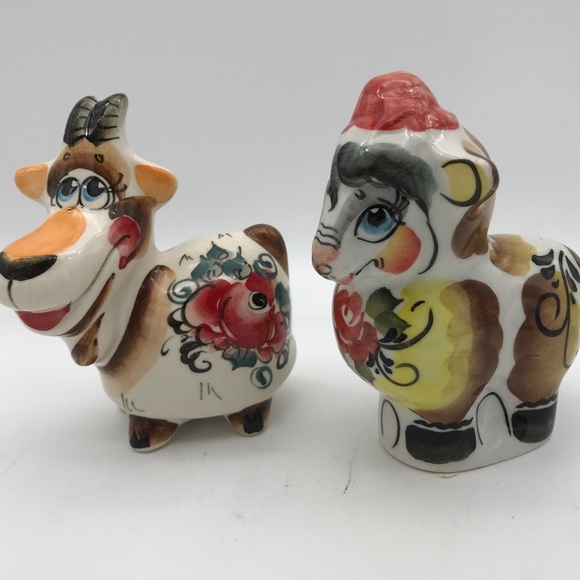 VTG Russian GZHEL figurine Majolica Set of 3 - Picture 3 of 14